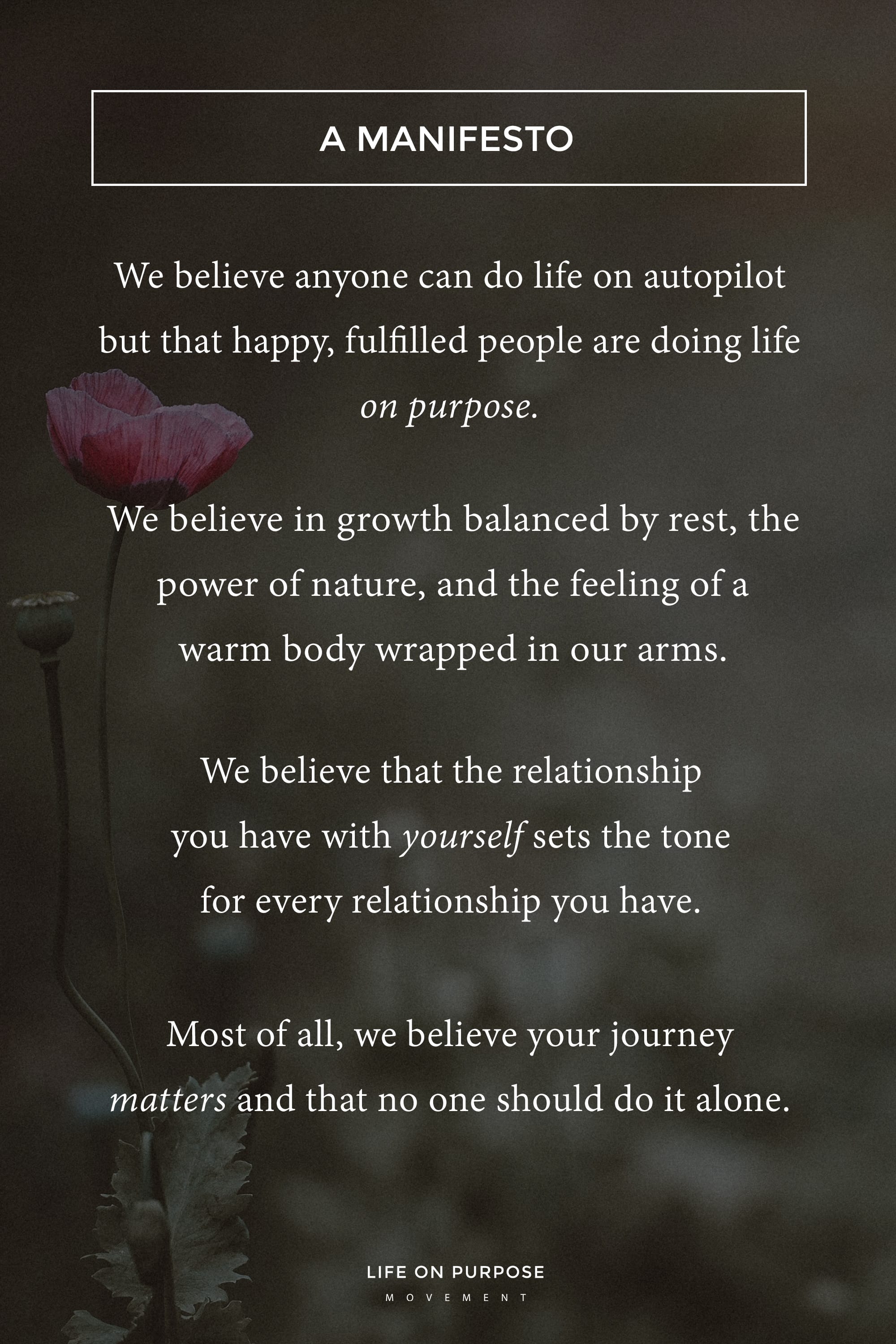 Read Our Manifesto - The Life On Purpose Movement