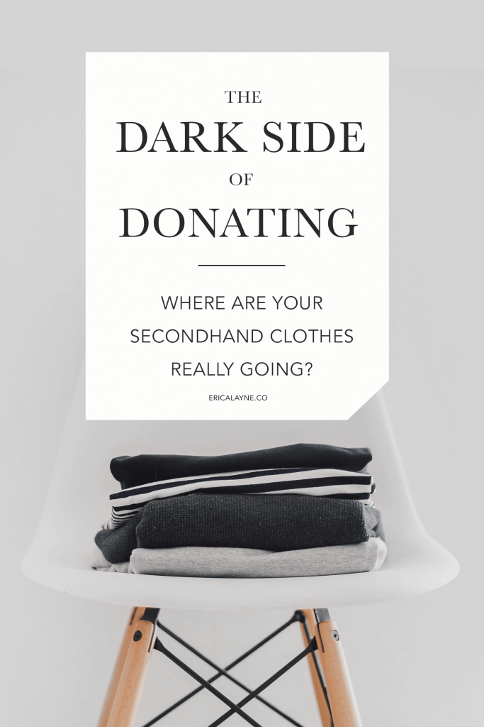 Did you know that less than 10 percent of what you give to a donation center actually gets resold in the U.S.? Find out where the rest of it goes—The Dark Side of Donating #minimalism #simpleliving #livesimply #consumerism #fastfashion #fashion
